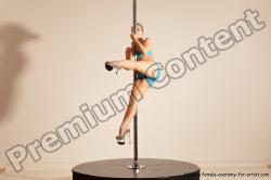 Underwear Gymnastic poses Woman White Moving poses Slim long blond Dynamic poses Academic